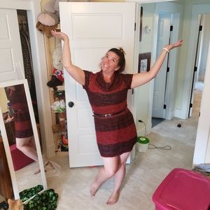 Sparkly Sweater Dress with Belt